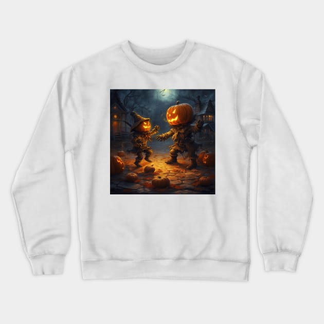 two pumpkin men fight each other Crewneck Sweatshirt by Maverick Media